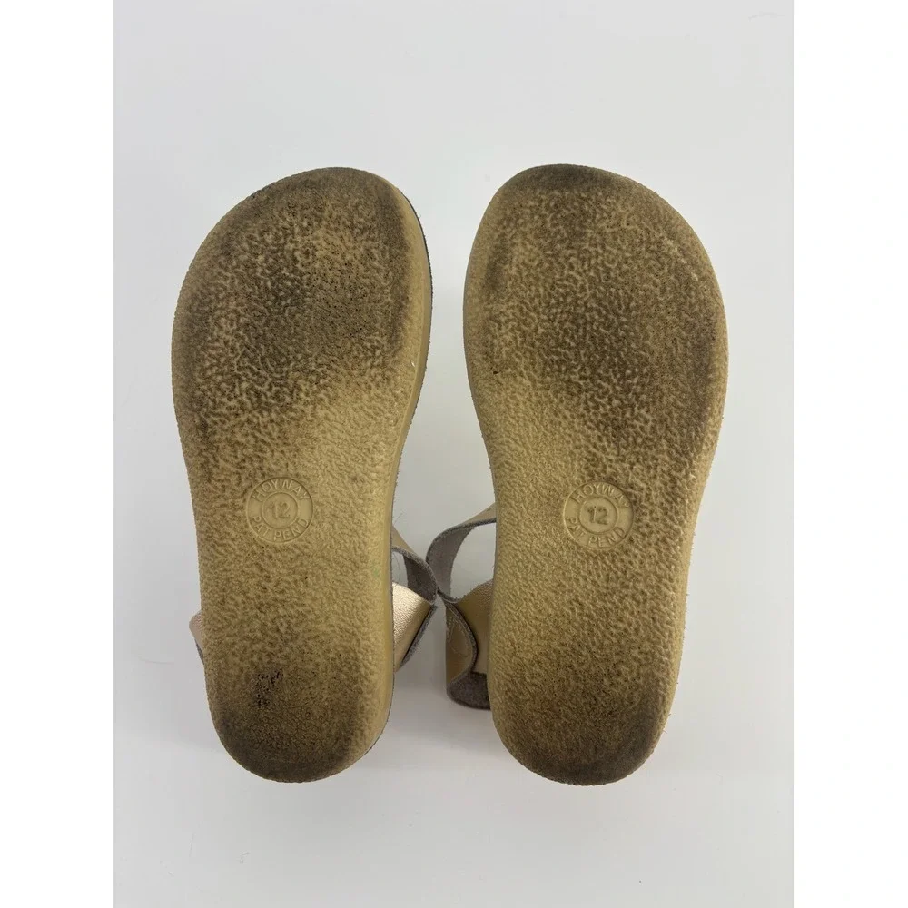 Salt Water Sandals Sun-San Surfer Metallic Gold Leather Kids Size 12